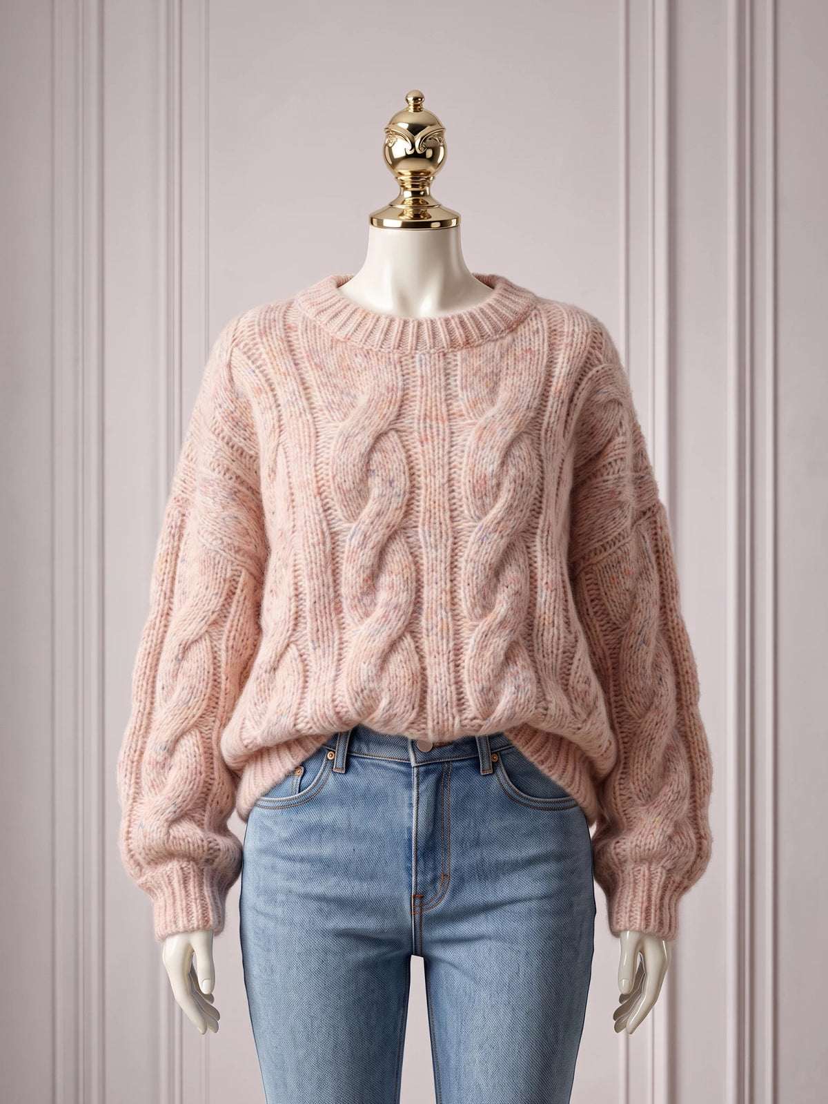SHEIN EAVA Women's Loose Fit Cable Knit Sweater, Casual