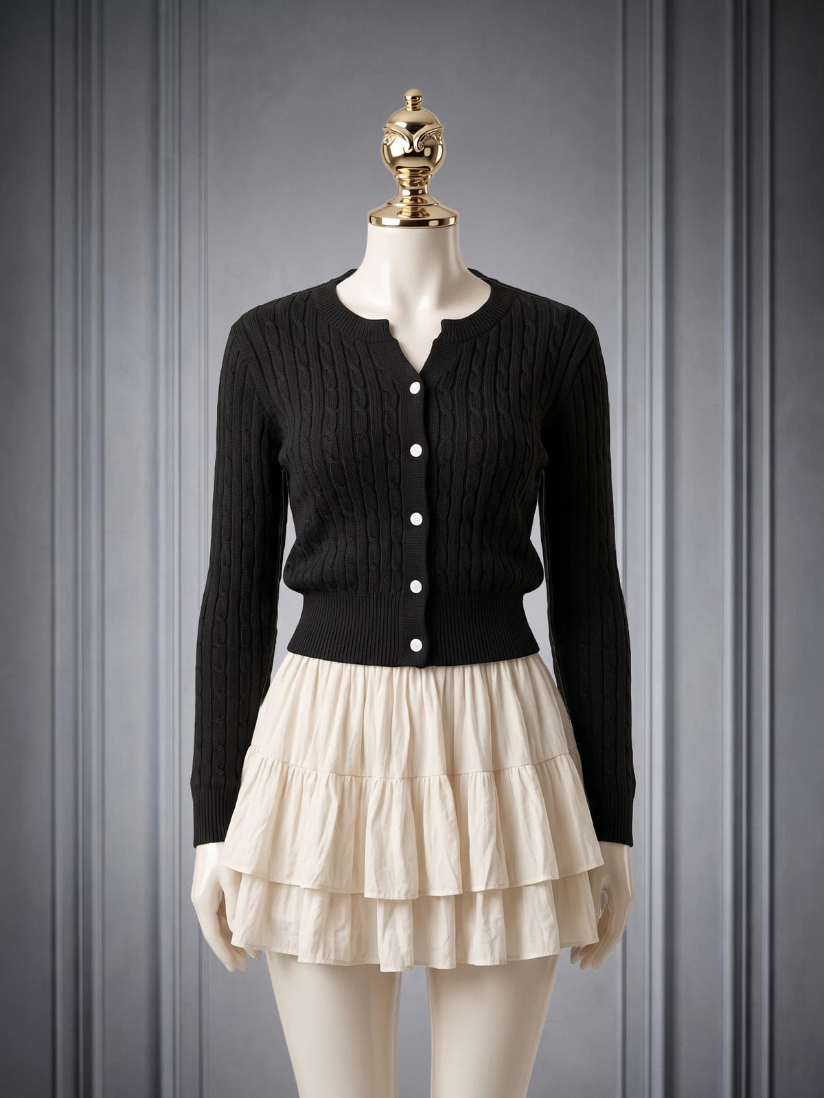 SHEIN DAZY Solid Color Braided Cardigan, Suitable for Autumn