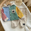 SHEIN long-sleeved shirt and collar set with patchwork velvet, winter pants