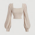 SHEIN MOD Square Neck Puff Sleeve Shirt, Long Sleeve