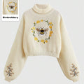 SHEIN ROMWE Fairycore Sweater with Bee Embroidery and Long Sleeves