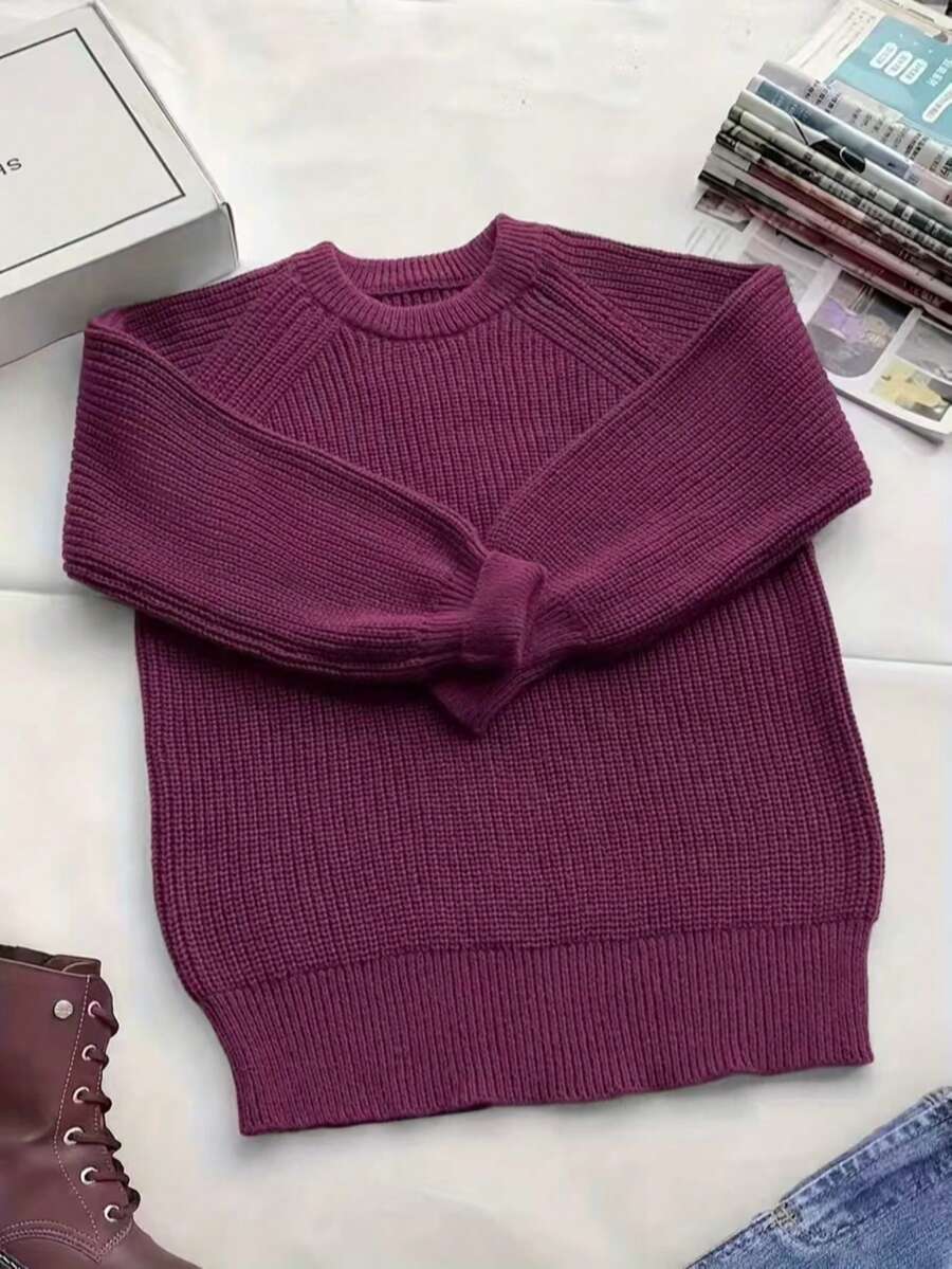 SHEIN Women's casual on-the-go wool sweater, soft and loose fit