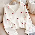 SHEIN Hoodie, Heart Print, Long Sleeves, White, Hooded Neck