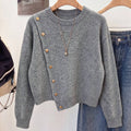 SHEIN stylish asymmetrical design and gold button embellishments