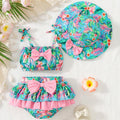 SHEIN Swimsuit 3-Piece Plaid Suspenders, Underwear and Hat Set.