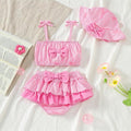 SHEIN Swimsuit SHEIN Baby Girls' 3-Piece Striped Cami Top Shorts and Hat Set