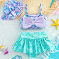 SHEIN Swimsuit Mermaid Bikini Set with Ruffled Top Skirt Hat