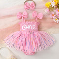 SHEIN Baby Embroidered Bow Strap Dress and Headband Set