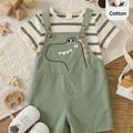SHEIN Cozy Pixies Boys' Crew Neck Top and Striped Shorts Set