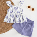 SHEIN Cozy Pixies Ruffle Top and Elastic Waist Shorts Set