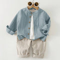 SHEIN Cozy Pixies Long Sleeve Cardigan, Striped Pants Set