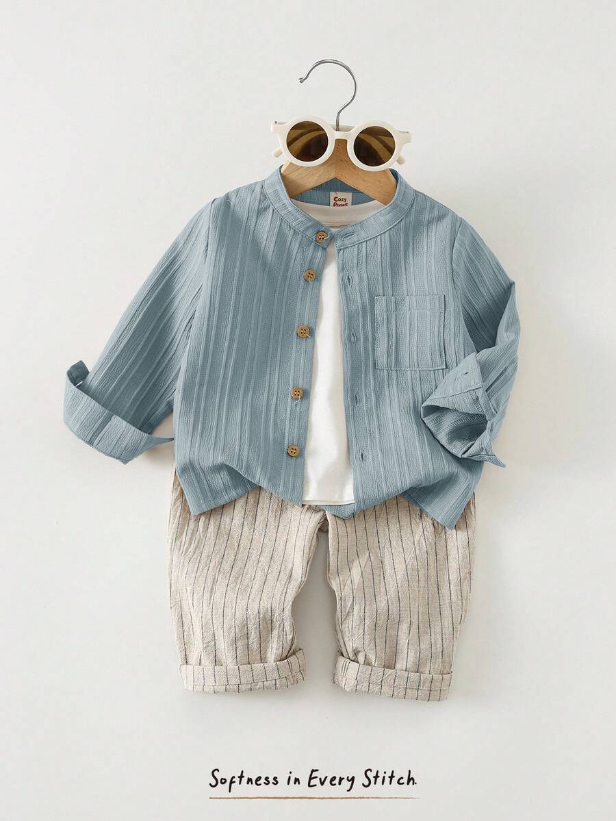SHEIN Cozy Pixies Long Sleeve Cardigan, Striped Pants Set