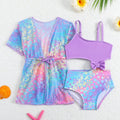 SHEIN Girls' Strawberry Print One-Piece Swimsuit with Bow Detail