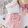 SHEIN Elladie Girls' Floral One-Shoulder Top and Shorts Set
