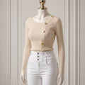 DAZY sweater with asymmetrical button detail at the neck