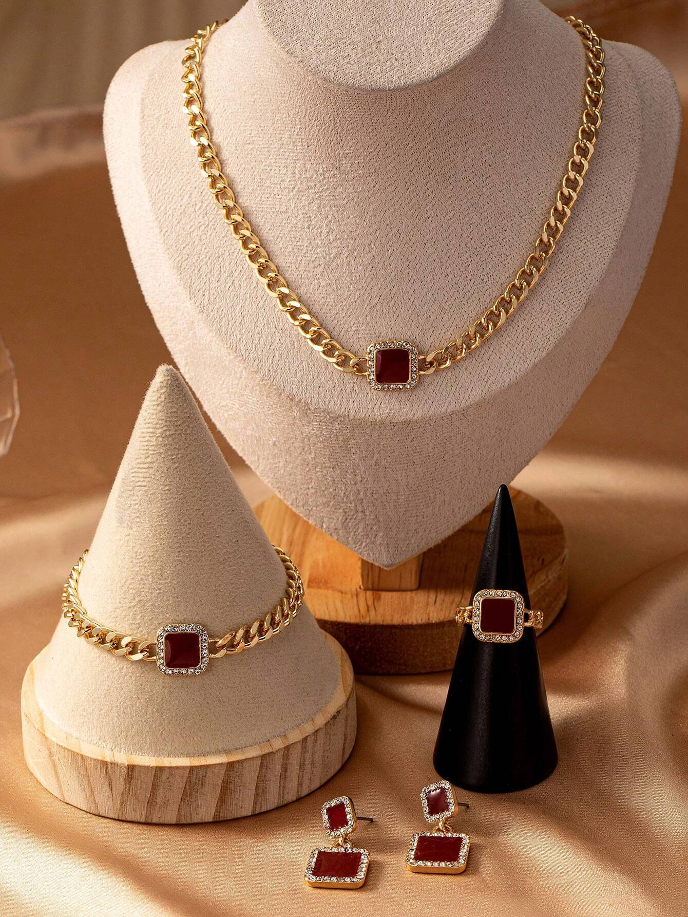 SHEIN 5pcs Elegant Enamel Jewelry Set Women
