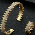 SHEIN Retro Bicolor Cubic Zirconia Bracelet Ring Set