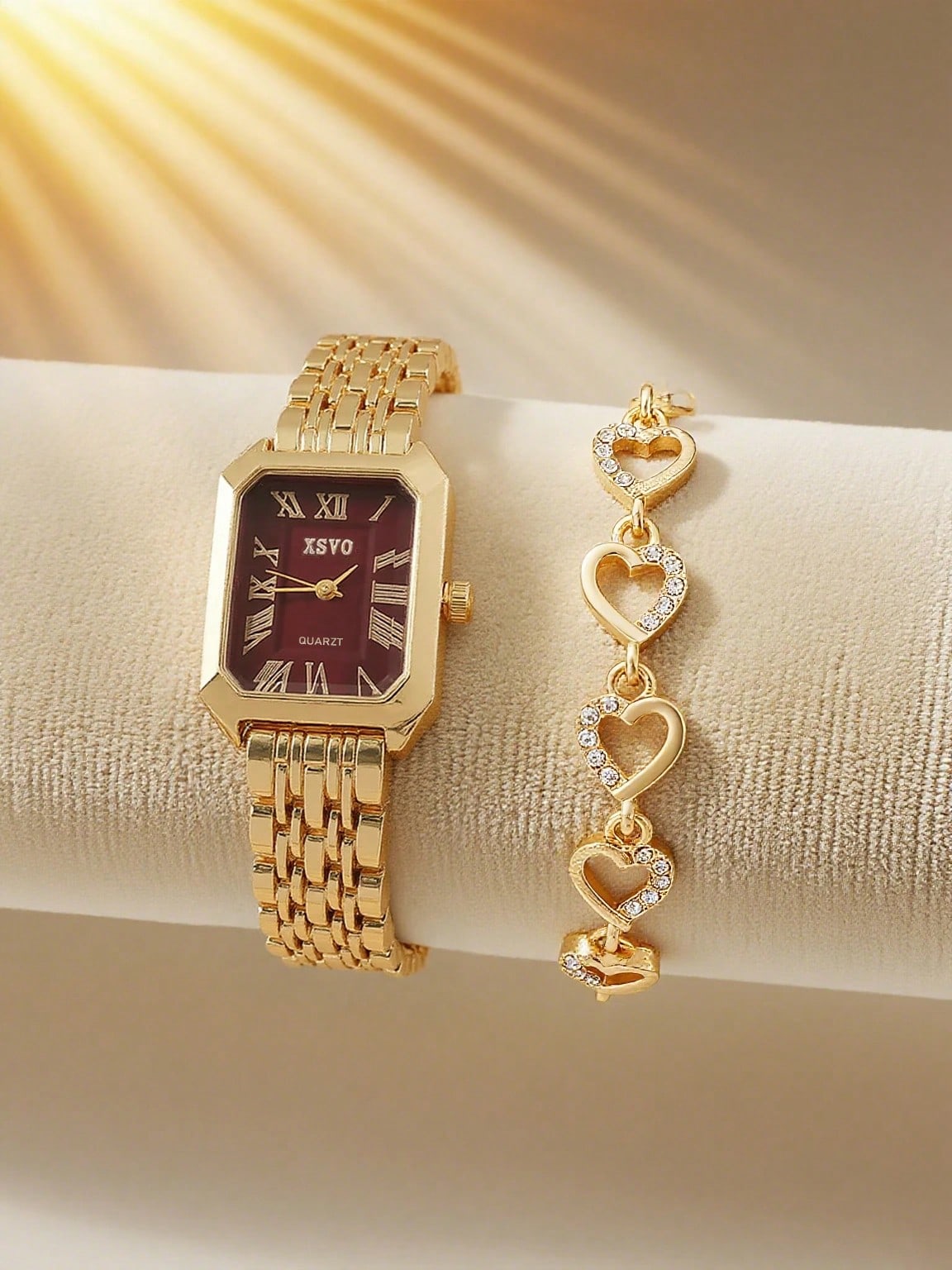 SHEIN 2pcs Luxury Quartz Steel Band Watches Women