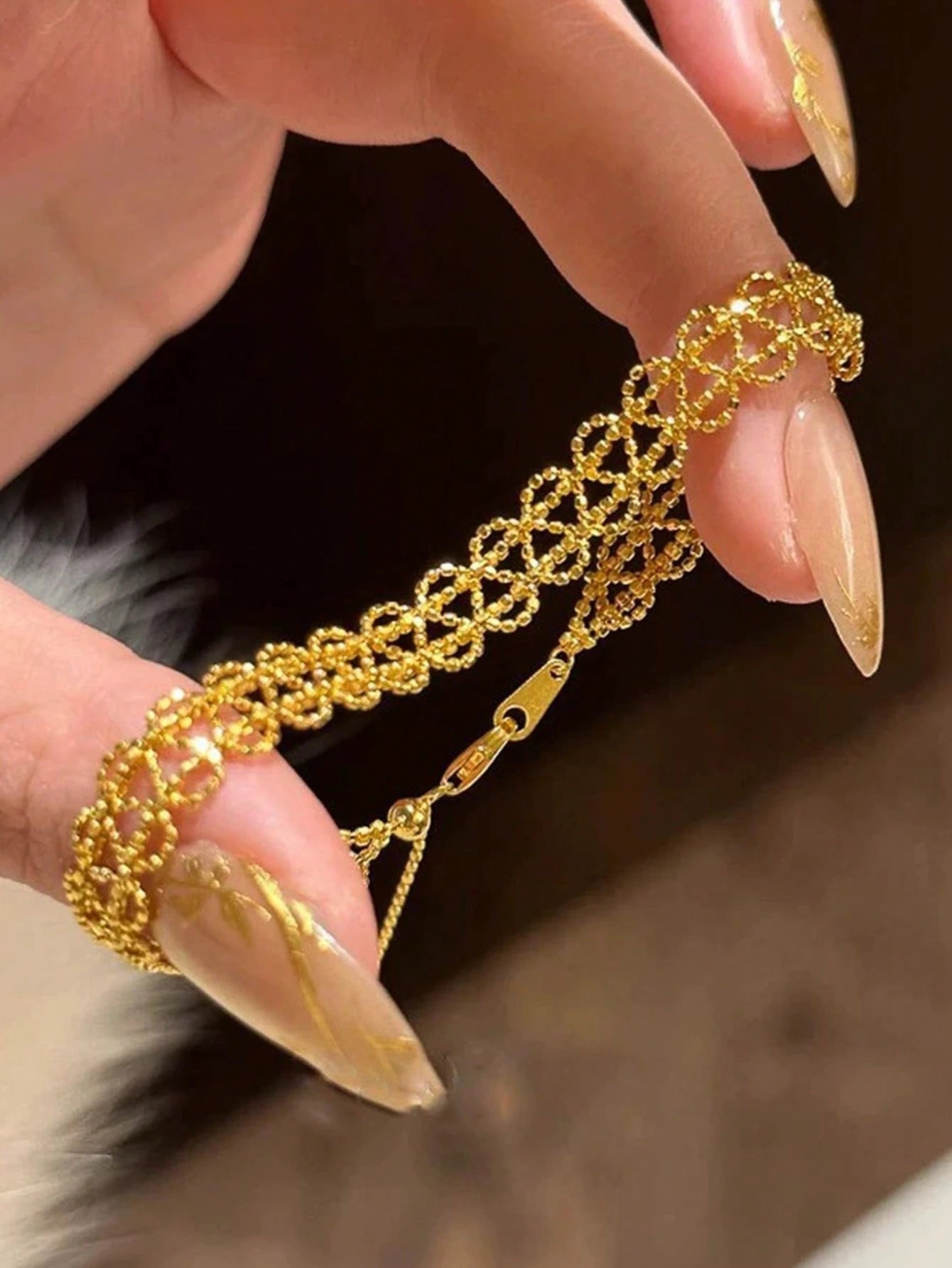 SHEIN Luxury Gold Zirconia Square Adjustable Bracelet Women