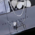 SHEIN Double Layered Cubic Zirconia Titanium Necklace Women