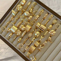 SHEIN 15pcs Geometric Multi-Layer Metal Ring Set Women