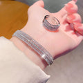 SHEIN Luxury Cubic Zirconia Star Ring Bracelet Set Gold
