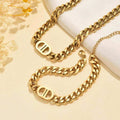 SHEIN Stainless Steel Necklace and Bracelet Jewelry Set