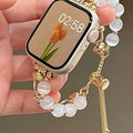 SHEIN Women's White Cat's Eye Stone Smartwatch Band