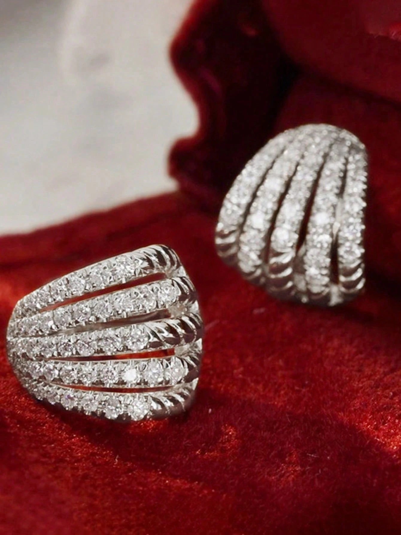 SHEIN Elegant Cubic Zirconia Stud Earrings Women