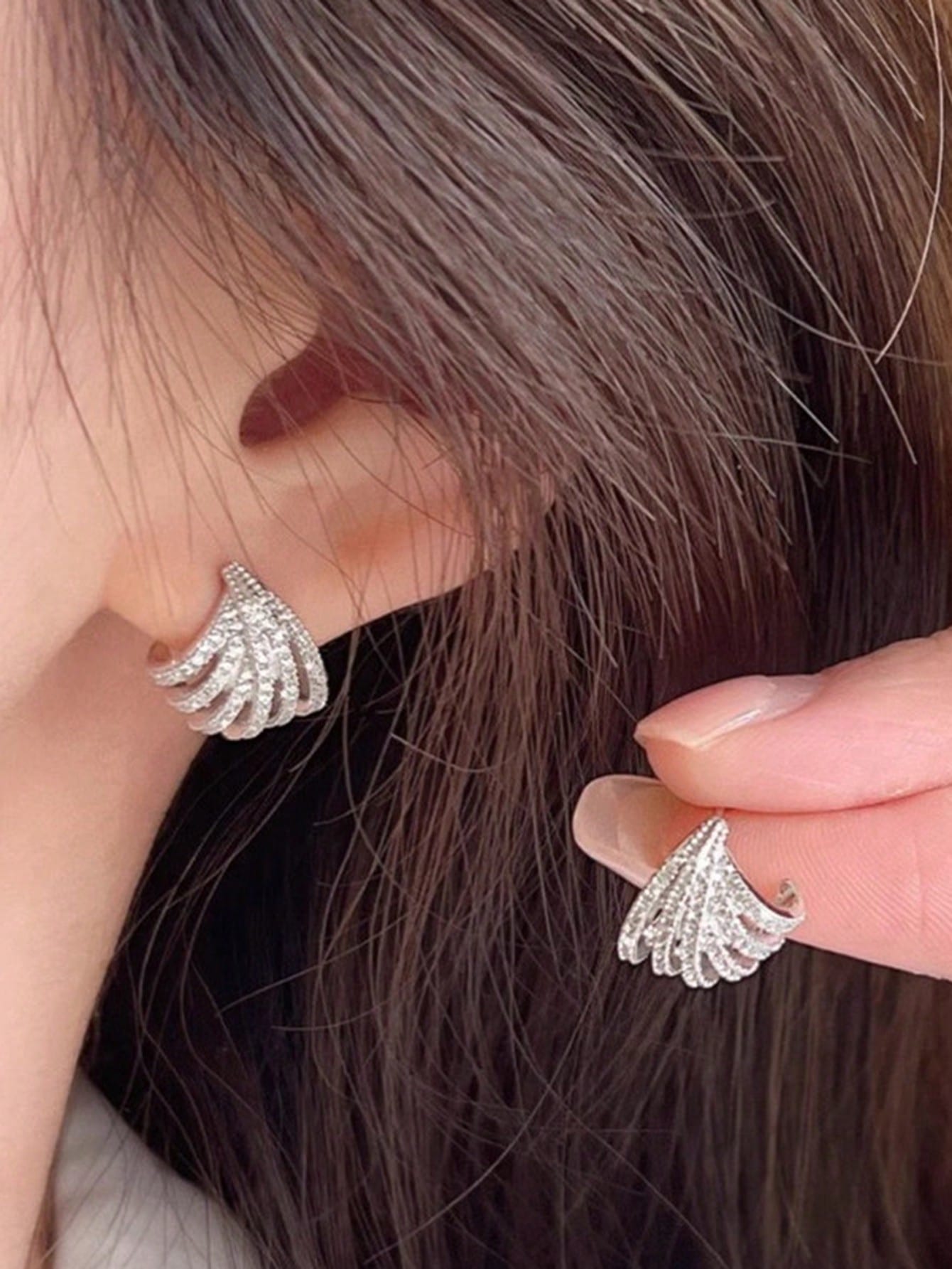 SHEIN Elegant Cubic Zirconia Stud Earrings Women