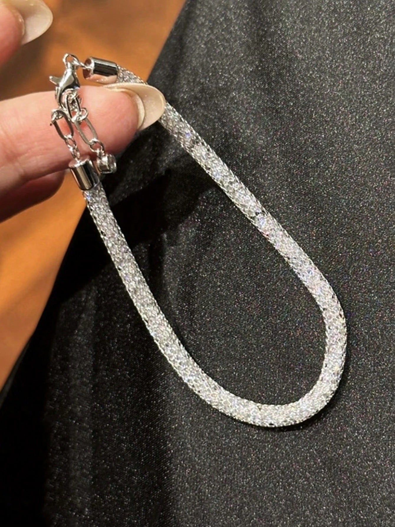 SHEIN Silver Vintage Twisted Cubic Zirconia Wrapped Bracelet