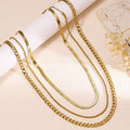 SHEIN 3pcs Stainless Steel Multi-Layer Unisex Chain Set