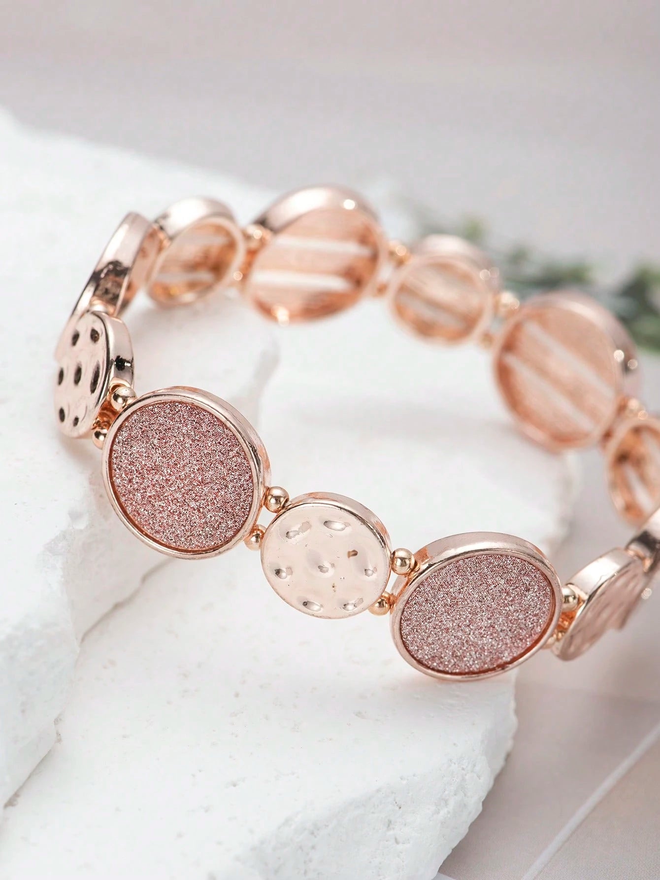 SHEIN Shiny Minimalist Round Bangle Bracelet Women