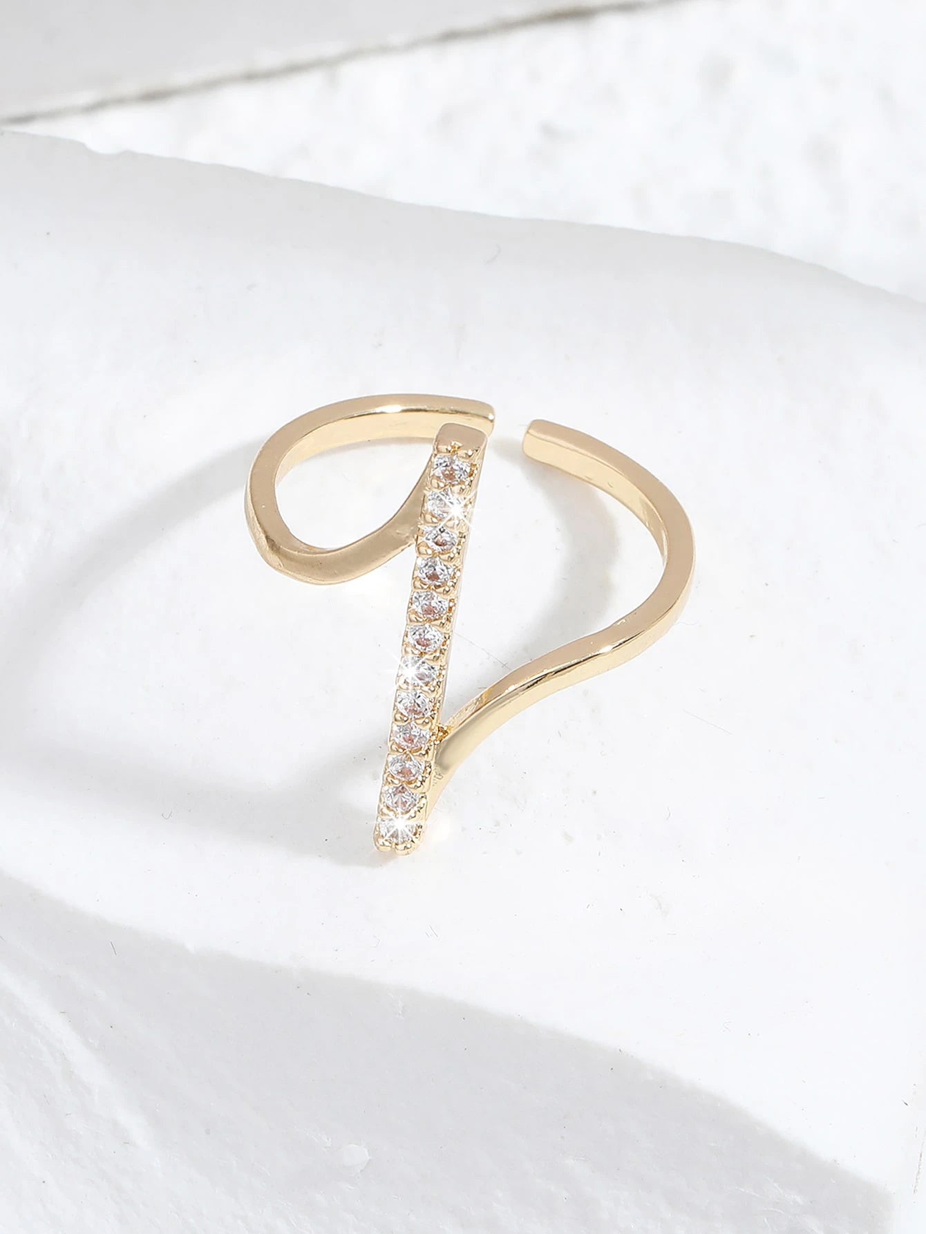 SHEIN Cubic Zirconia Decor Cuff Ring Women