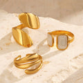 SHEIN 3pcs Gold-Plated Geometric Drip Oil Ring Set