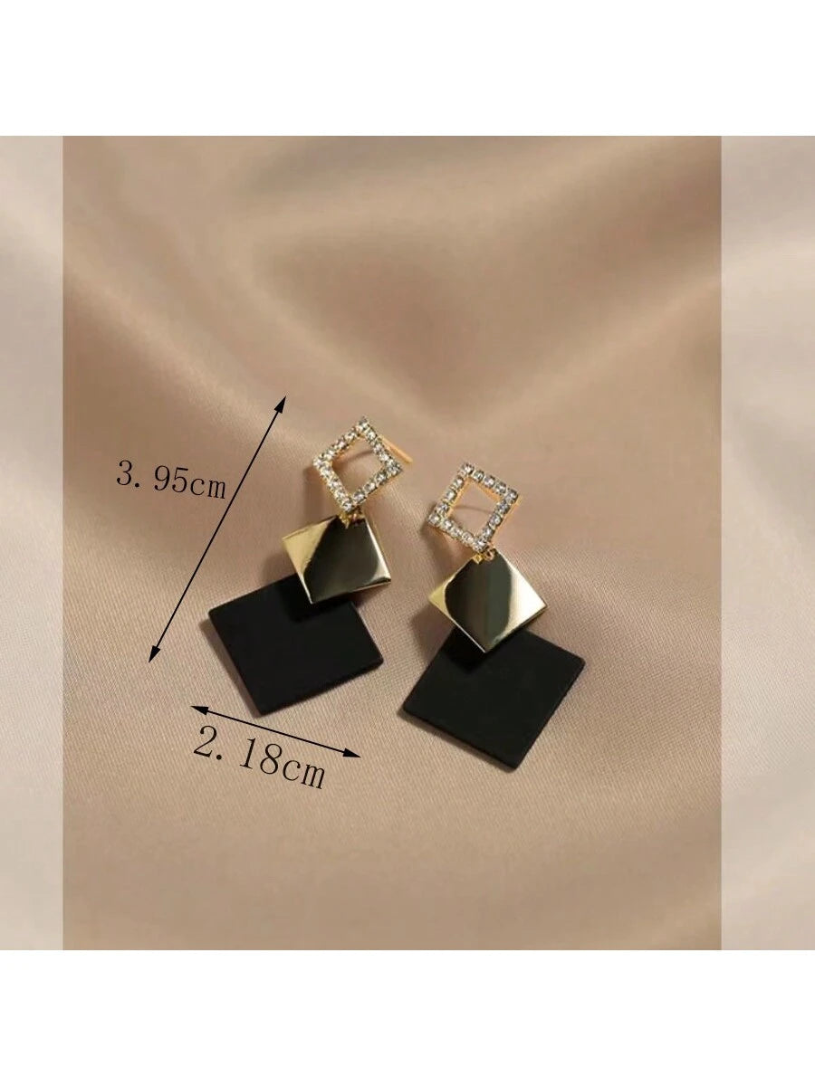 SHEIN High-End Diamond-Shaped Korean Style Stud Earrings