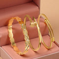 SHEIN 3pcs Stainless Steel Heart-Shaped Bangle Gold-Plated