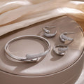 SHEIN 4pcs Elegant Copper Zirconia Teardrop Tentacle Jewelry Set