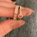 SHEIN 2pcs Minimalist Cubic Zirconia Adjustable Rings Set Women