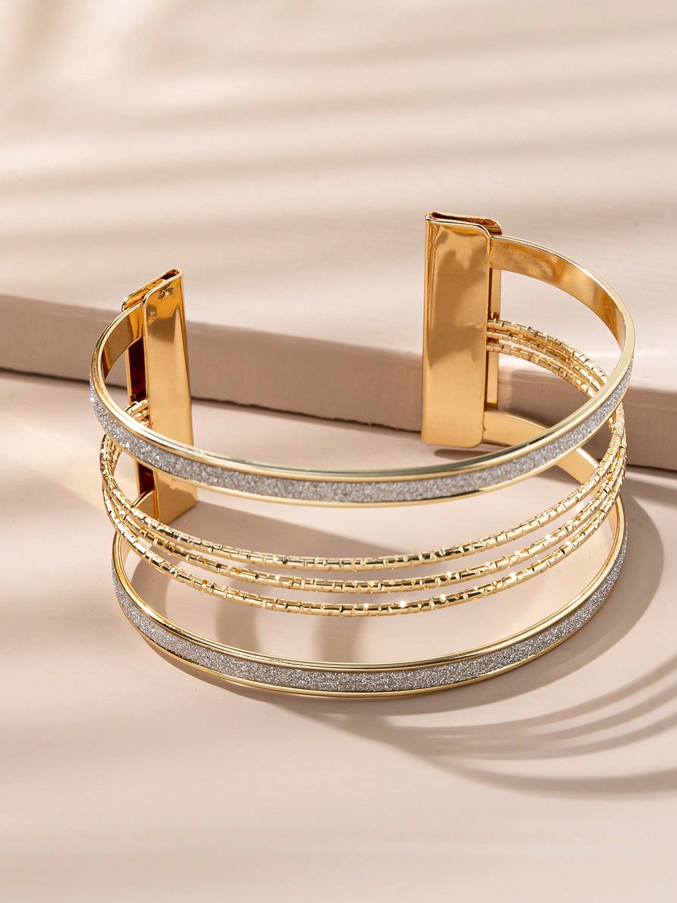 SHEIN Glitter Detail Cuff Bangle Bracelet Women