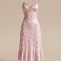SHEIN Napfluff Women Ruffled Heart Print Floral Strap Nightgown