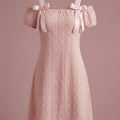 SHEIN Women Knitted Jacquard Sleepwear Dress With Bow Detail