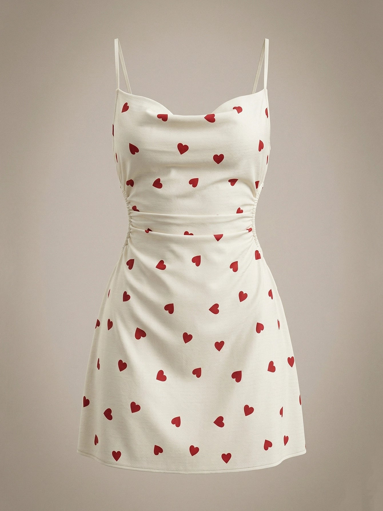 SHEIN Women Cutout Waist Ruched Strap Printed Sleepwear Dress