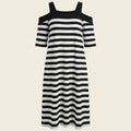 SHEIN Women's DAZY Striped Cold Shoulder Lounge Dress Moo Moo Pajama