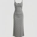 SHEIN Women's DAZY Bow-Knot Polka Dot Ruched Waist Bodycon Nightgown Pajama