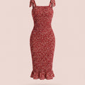 SHEIN Women's Breezaya Knot Strap Ruffle Hem Floral Maxi Cami Dress