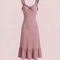 SHEIN Women's Snug Reverie Bowknot Pleated Hem Casual Babydoll Nightgown