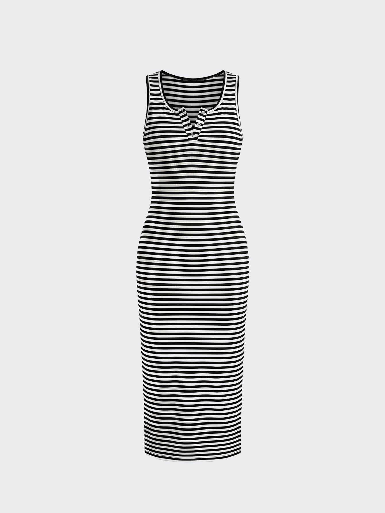 SHEIN Women's DAZY Striped Color Block Sleeveless Round Neck Midi Sundress