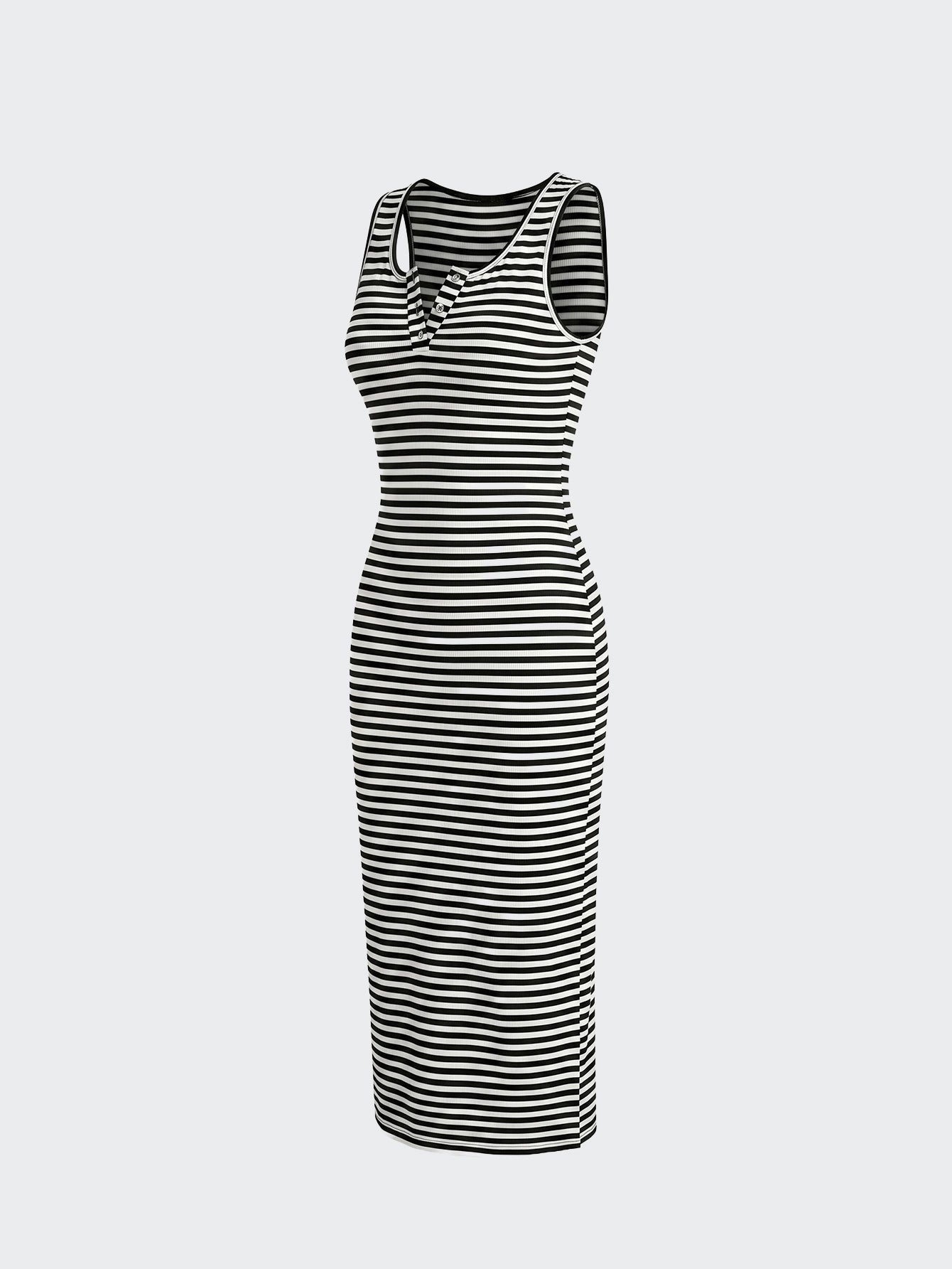 SHEIN Women's DAZY Striped Color Block Sleeveless Round Neck Midi Sundress