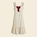 SHEIN Women's CottageSlumber Floral Bowknot Ruffle Loose Fit Babydoll Nightgown